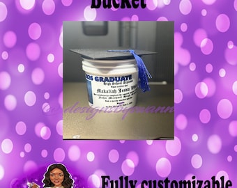 Custom 3D Printed Graduation Mini Bucket | Graduation Bucket with Cap