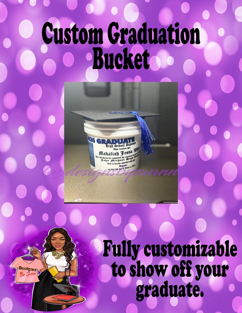 Custom 3D Printed Graduation Mini Bucket | Graduation Bucket With Cap ...