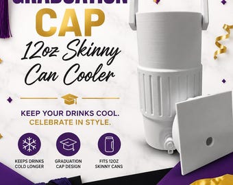 Can Cooler 12oz Skinny Graduation Inspired 3mf File | Digital File | 3D File