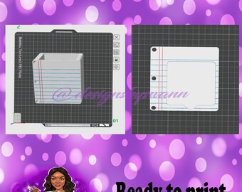Notebook Paper Bundle 3MF File | 3D File Notebook Paper File | Digital File Only