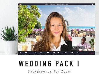 Wedding Zoom Background Pack I - 5 Virtual Background Images for Online Weddings and Bridal Showers