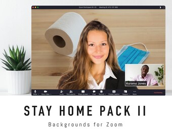 Stay Home Zoom Background Pack II - 5 Virtual Background Images for Zoom Meetings