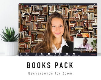 Books Zoom Background Pack - 5 Book Virtual Background Images for Zoom Meetings