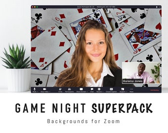 Game Night Zoom Background SUPERPACK - 12 Virtual Backdrop Images for Online Game Nights