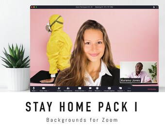 Stay Home Zoom Background Pack I - 5 Virtual Background Images for Zoom Meetings