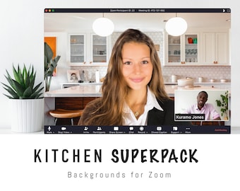 Kitchen Zoom Background SUPERPACK - 12 Virtual Background Images for Zoom Meetings