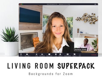 Living Room Zoom Background SUPERPACK - 12 Living Room Virtual Background Images for Zoom Meetings