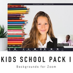 Kids School Zoom Background Pack I - 5 Virtual Background Images for Zoom Meetings