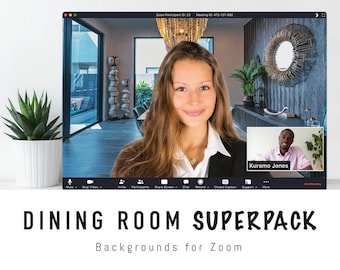 Dining Room Zoom Background SUPERPACK - 12 Virtual Background Images for Zoom Meetings