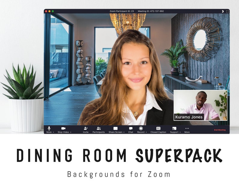Dining Room Zoom Background SUPERPACK 12 Virtual Background Images for