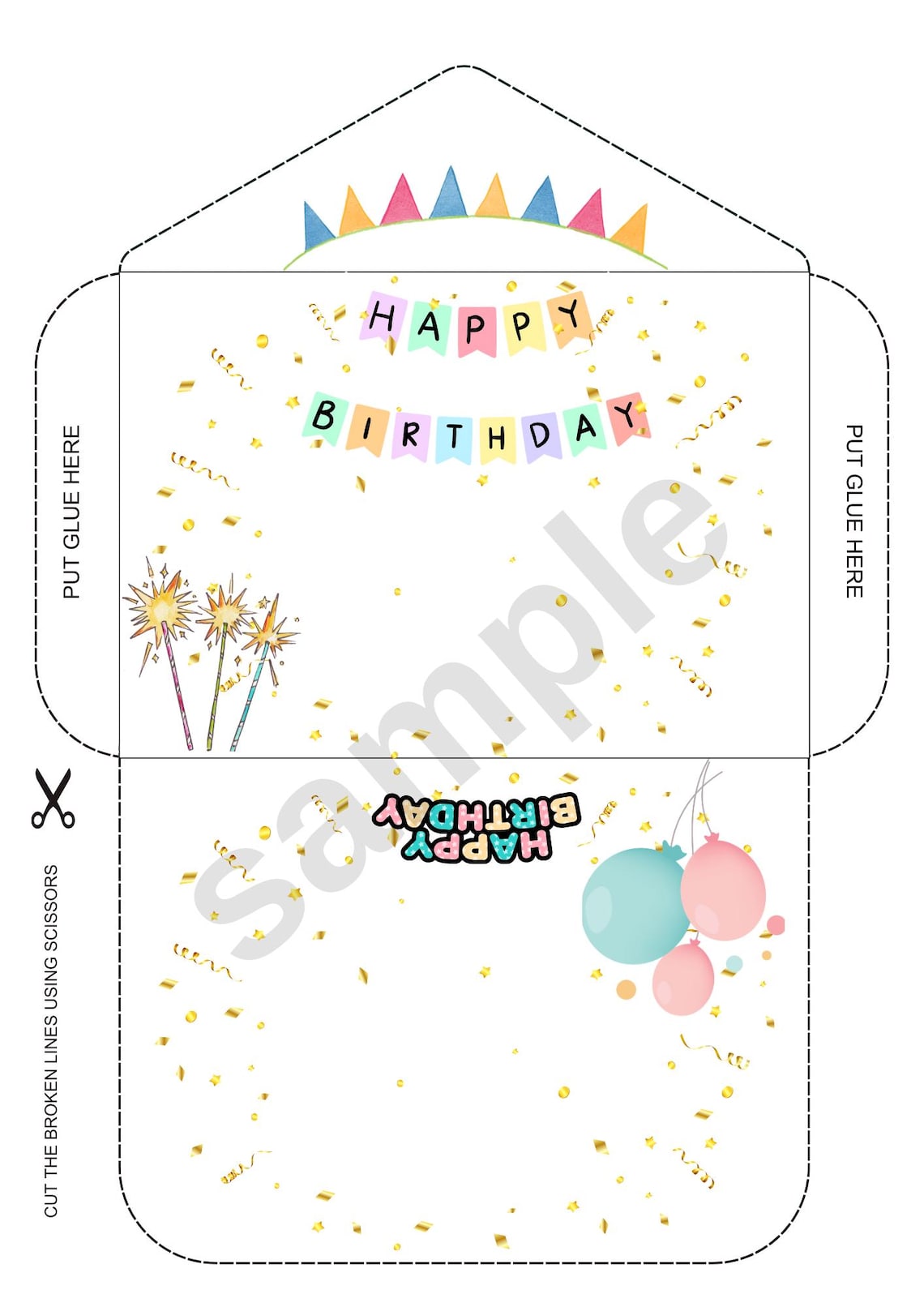 Printable Birthday Envelope Patterns Plus Greeting Paper Easy DIY Craft ...