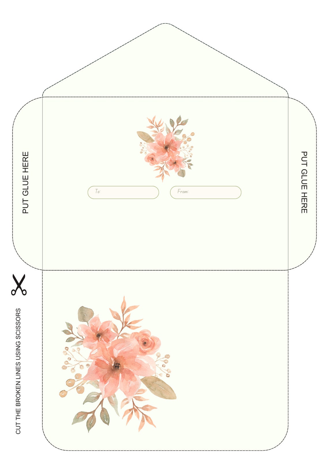DIY Envelope Kit Printable Template With Floral Patterns Easy Cut DIY Envelope Kit Printable Template With Floral Patterns Easy Cut