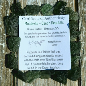 1  Piece of Authentic Rough Moldavite - stone of rapid transformation -Chips to 8g manifestation, abundance, meteorite, tektite, Raw crystal