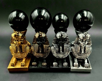 Soporte de esfera de esfinge egipcia: soporte de orbe de cristal de altar