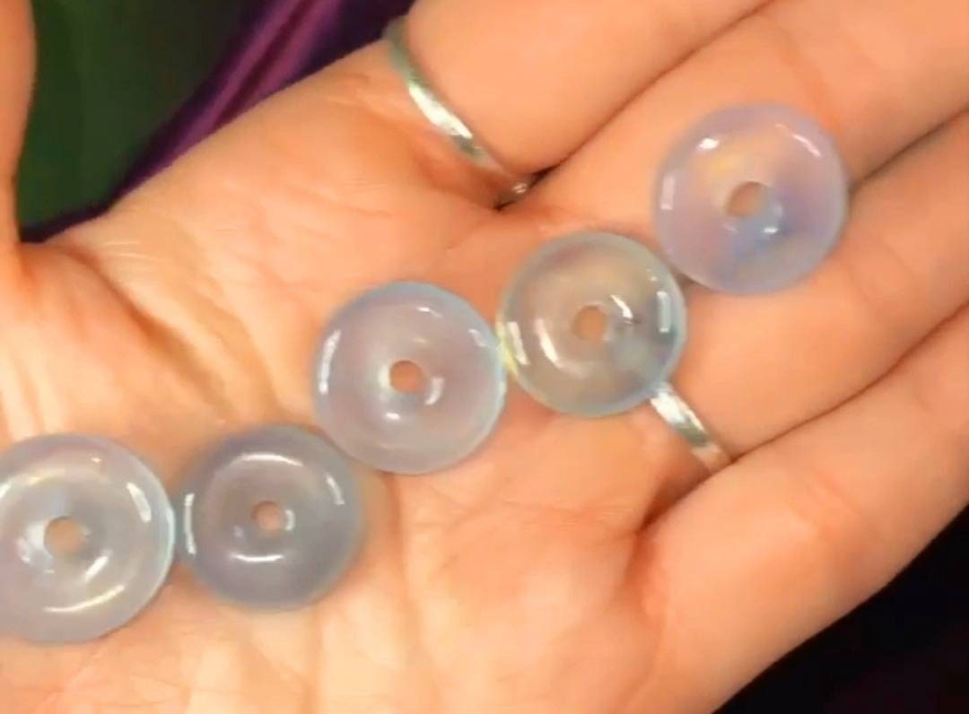 Mini Aquamarine Crystal Donut: Jewelry Making Charm