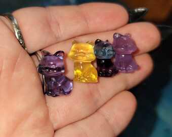 Rainbow Fluorite Crystal Mini Cat Carving: Healing Stone