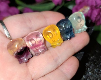 Rainbow Fluorite Crystal Octopus Carving: Mini Healing Stone