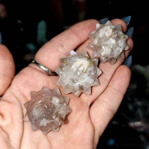 Mini Flower Agate Sun Crystal - Cherry Blossom, root chakra,  protection, healing, mental clarity, luck, Carving