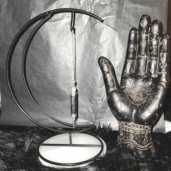 Moon shaped Pendulum Stand - dowsing tool, divination tools, witch ball stand