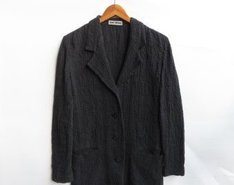 Issey Miyake Men Creased Effect Wrinkle Runaway Archive Rare Japanese Designer Vintage 90's Cardigan Blazer