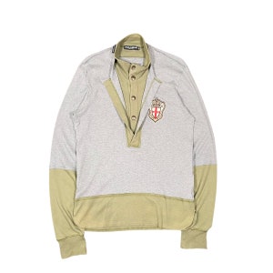 Dolce Gabbana D&G Vintage 2000s Layered Olive Long Sleeve Sweatshirt Cotton Sweater Made In Italy Men Women Size Medium
