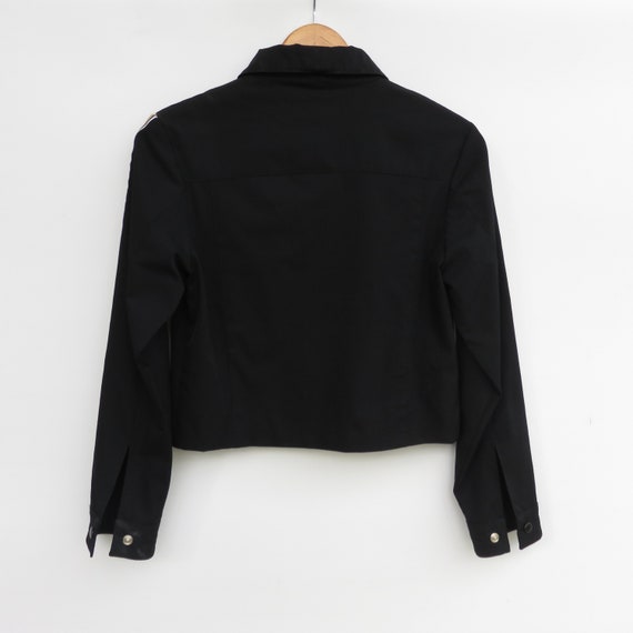 Vintage Anna Sui Cropped Side Tape Black Zip Up D… - image 4