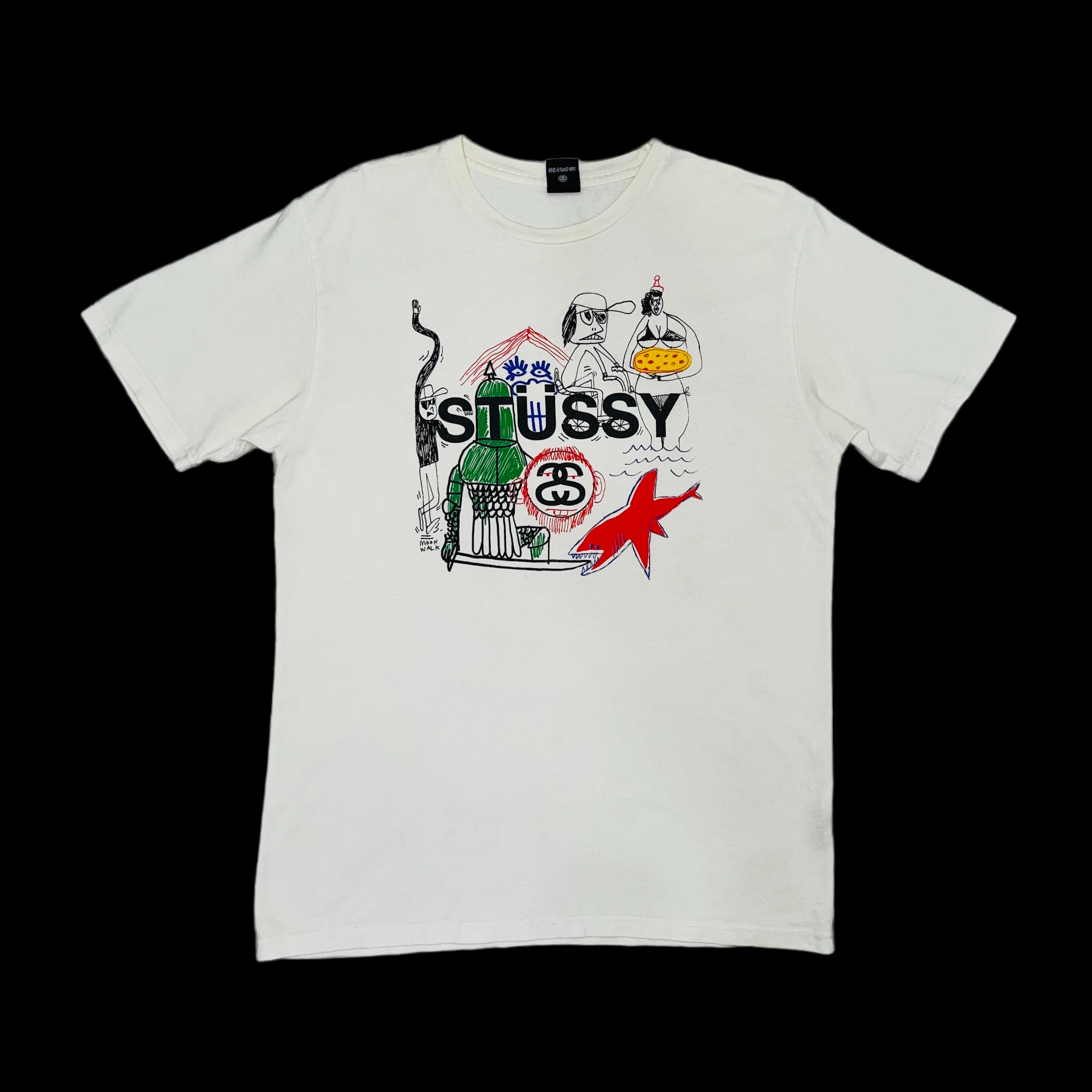 Stussy Drawing Art Humor Streetwear Rare Vintage 2000s White