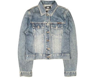 Dolce Gabbana D&G Washed Crop Top Trucker Jeans Denim Jacket Designer Luxury Vintage 2000s Made In Italy Women Size Medium