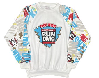 Adidas Run DMC True Hollis Crew Fullprint Vintage 1985 Rapper Hip Hop Album Crewneck Jumper Rare Grail Sweatshirt Extra Large XL