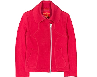 Vivienne Westwood Orb Red Label Zipper Luxury Designer Cotton Jacket Vintage 2000s Women Size 2