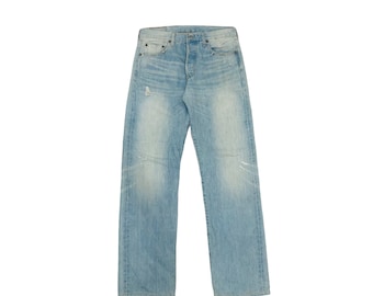 Levi's 501 Light Washed Distressed Blue Vintage 1990s Jeans Levis Denim Straight Cut Cotton Streetwear 29x36