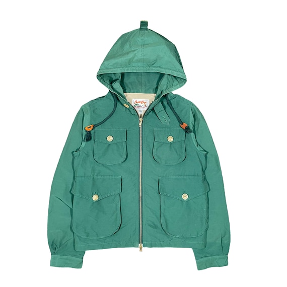 Beams, Beams Utility Tactical Outdoor Multipocket Anarok Vintage 1990s Green Zipper Hooded Jacket Size Small