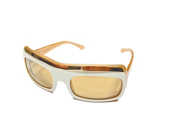 Miu Miu Trim SMU20E Beige Gold Futuristic True Vintage 1980s Glasses Shade Spectacles Luxury Designer Sunglasses