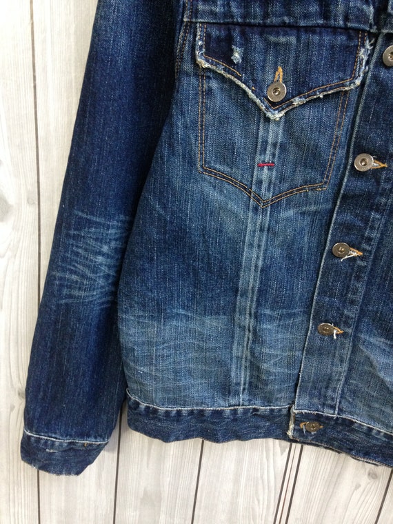 Guess Denim Jackets Military Navy Distressed Patc… - image 4