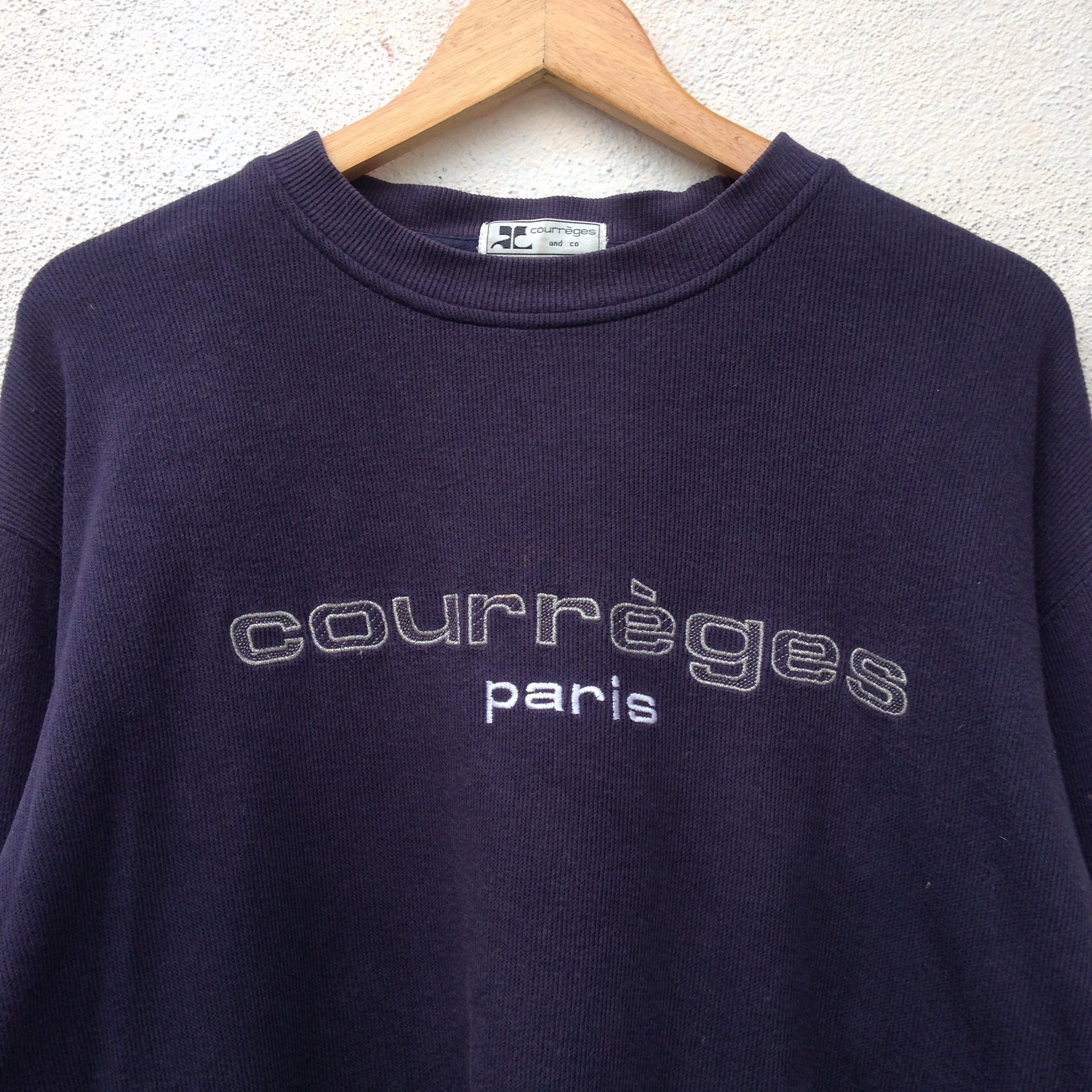 Courreges Paris Emboidered Logo Vintage 90s Crewneck Sun Faded - Etsy UK