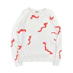 Acne Studios College Slogan PAW14 Abstract Patterned Crewneck Sweatshirt Beige Vintage 2000s Size Large