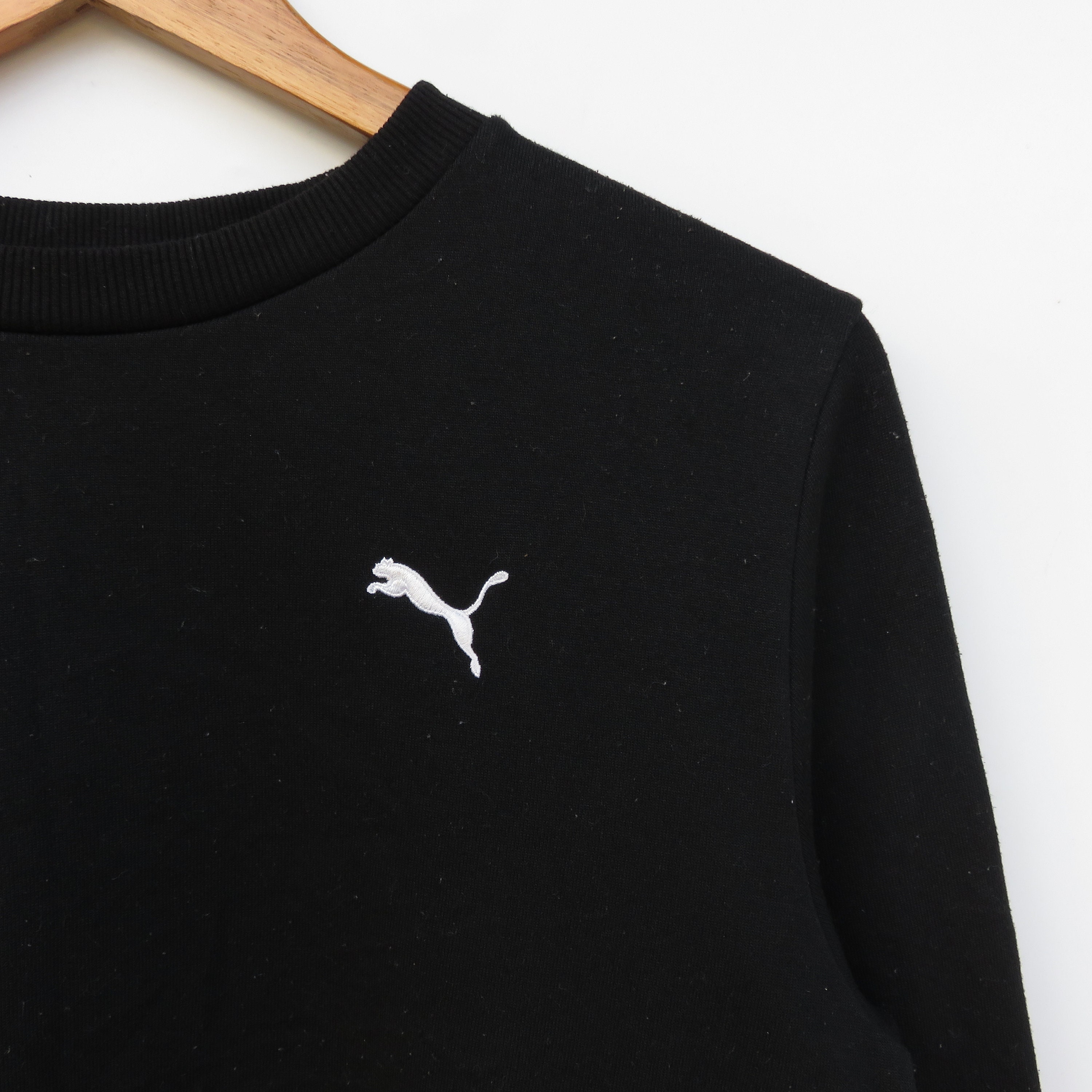 Puma Embroidery Plain Small Logo Black Sweatshirt Sweater | Etsy