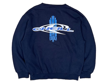 Oneill Surf Vintage 1990s Big Logo Backhit Surfing Jumper Sweatshirt Cotton Crewneck Australia Blue Size Medium