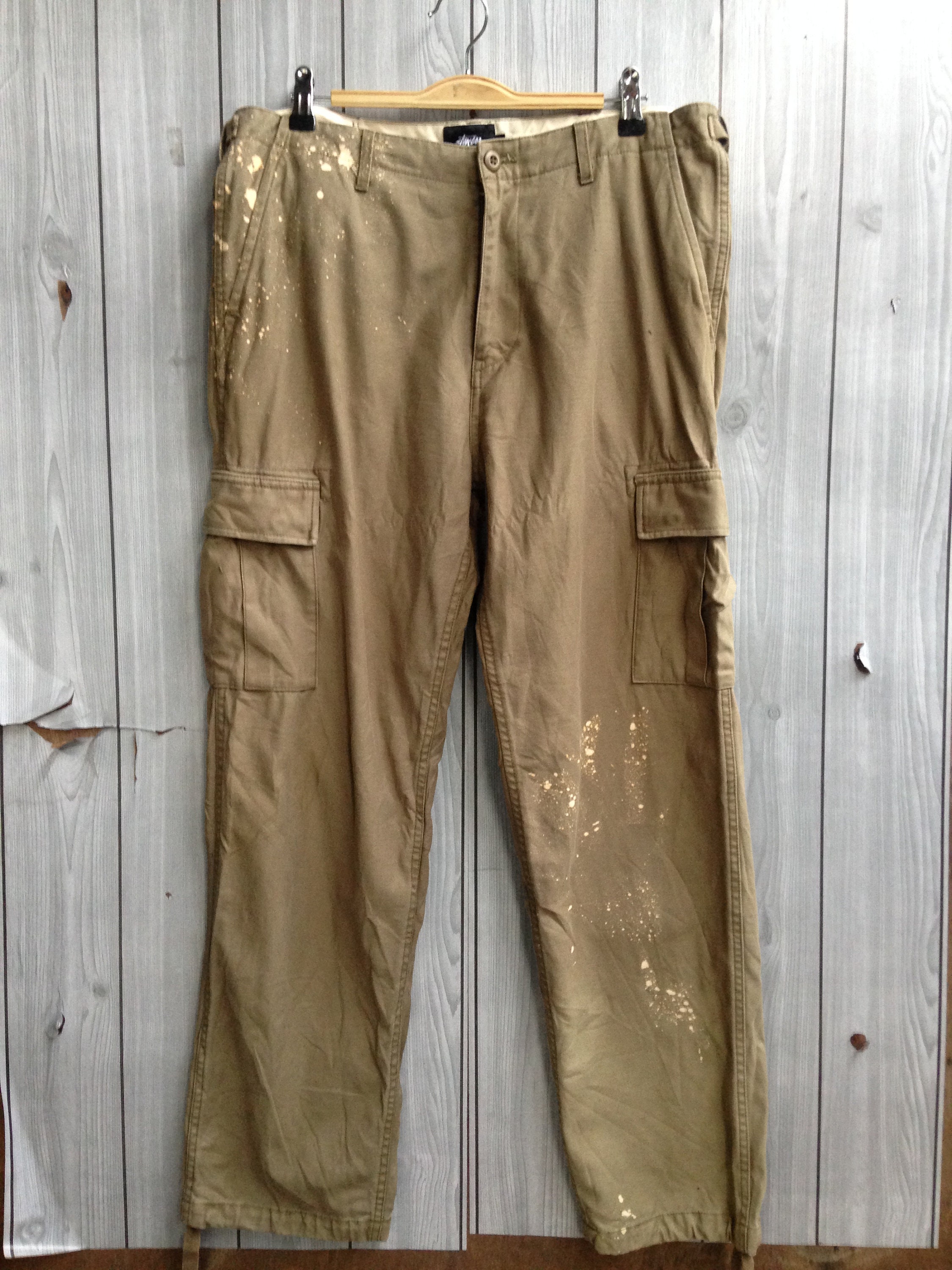 Stussy Cargo Pants Olive Utility Multi Pocket Vintage Sun Faded 