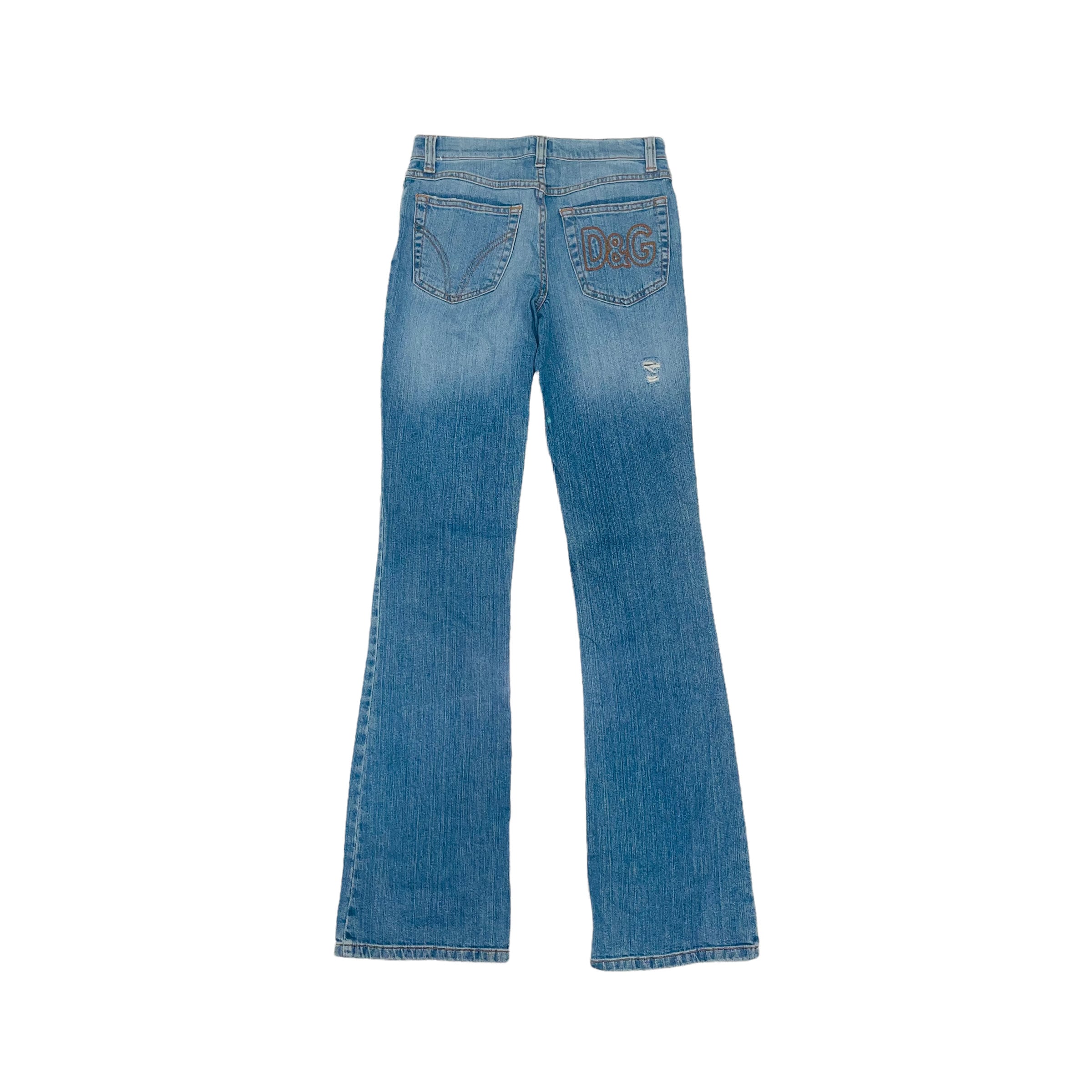 Dolce Gabbana D&G Flare Bootcut Washed Denim Jeans Vintage 2000s