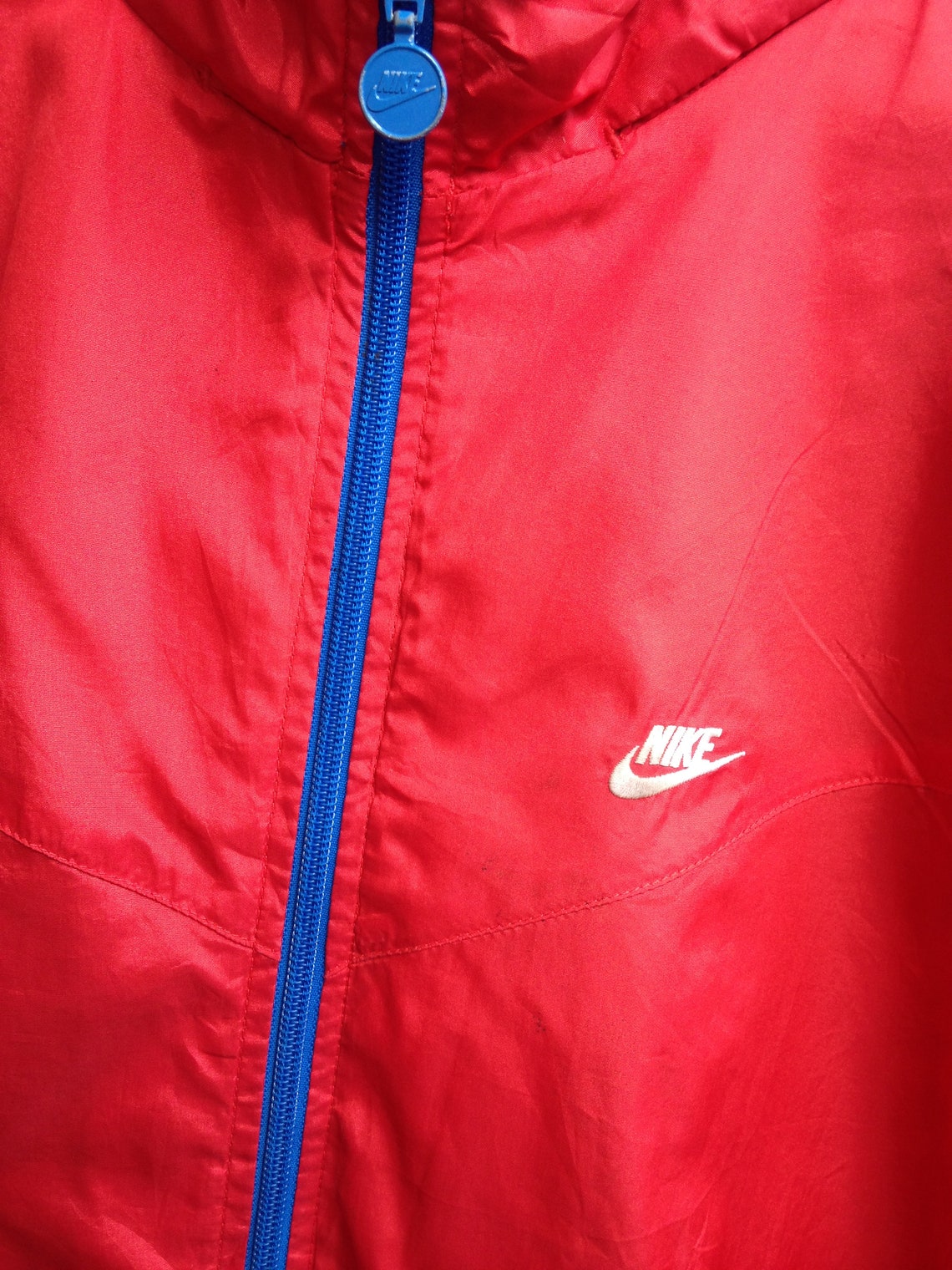 Nike Big Swoosh Logo Windbreaker Red Blue Full Zip Up Hood | Etsy