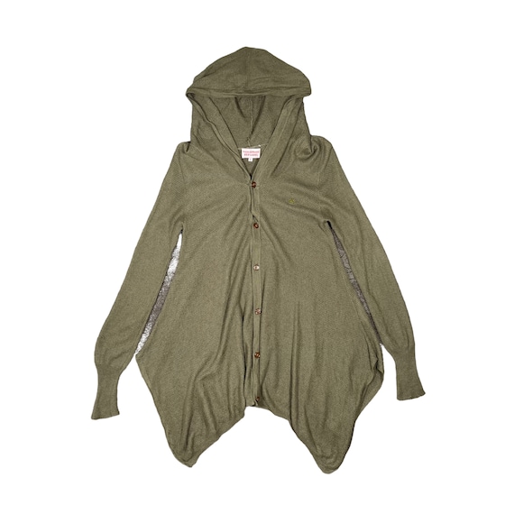 Vivienne Westwood Orb Red Label Mesh Olive Punk Cardigan Sweater  