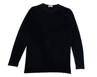 Helmut Lang Plain Long Sleeve Shirt Vintage 1990 Black Cotton Designer Casual Minimalist Size Medium
