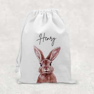 Personalised Rabbit Easter Gift Bag I Easter Bag, Egg Hunt, Easter Bunny, Treat Bag, Gift, Egg Bag, Bunny Rabbit