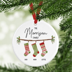 Personalised Family Stocking Christmas Decoration I Christmas Bauble, Family Christmas, Stockings, Nutcracker, Gift, Names, Ornament image 3