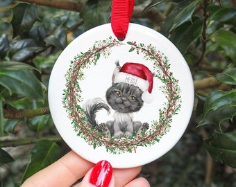 Décoration de Noël personnalisée pour chat Maine Coon I Boule de Noël, chatons premier Noël, nouveau chaton, cadeau pour chien, boule de chat