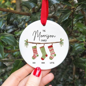 Personalised Family Stocking Christmas Decoration I Christmas Bauble, Family Christmas, Stockings, Nutcracker, Gift, Names, Ornament