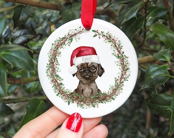 Personalised Pug Christmas Decoration I Christmas Bauble, Puppy's first christmas, New Puppy, Dog Gift, Dog Bauble, Pug Dog