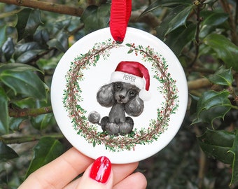 Décoration de Noël personnalisée caniche I boule de Noël, premier Noël des chiots, nouveau chiot, cadeau chien, boule de Noël pour chien