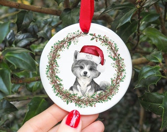 Personalised Akita Christmas Decoration I Christmas Bauble, Puppy's first christmas, New Puppy, Dog Gift, Dog Bauble, Sausage Dog